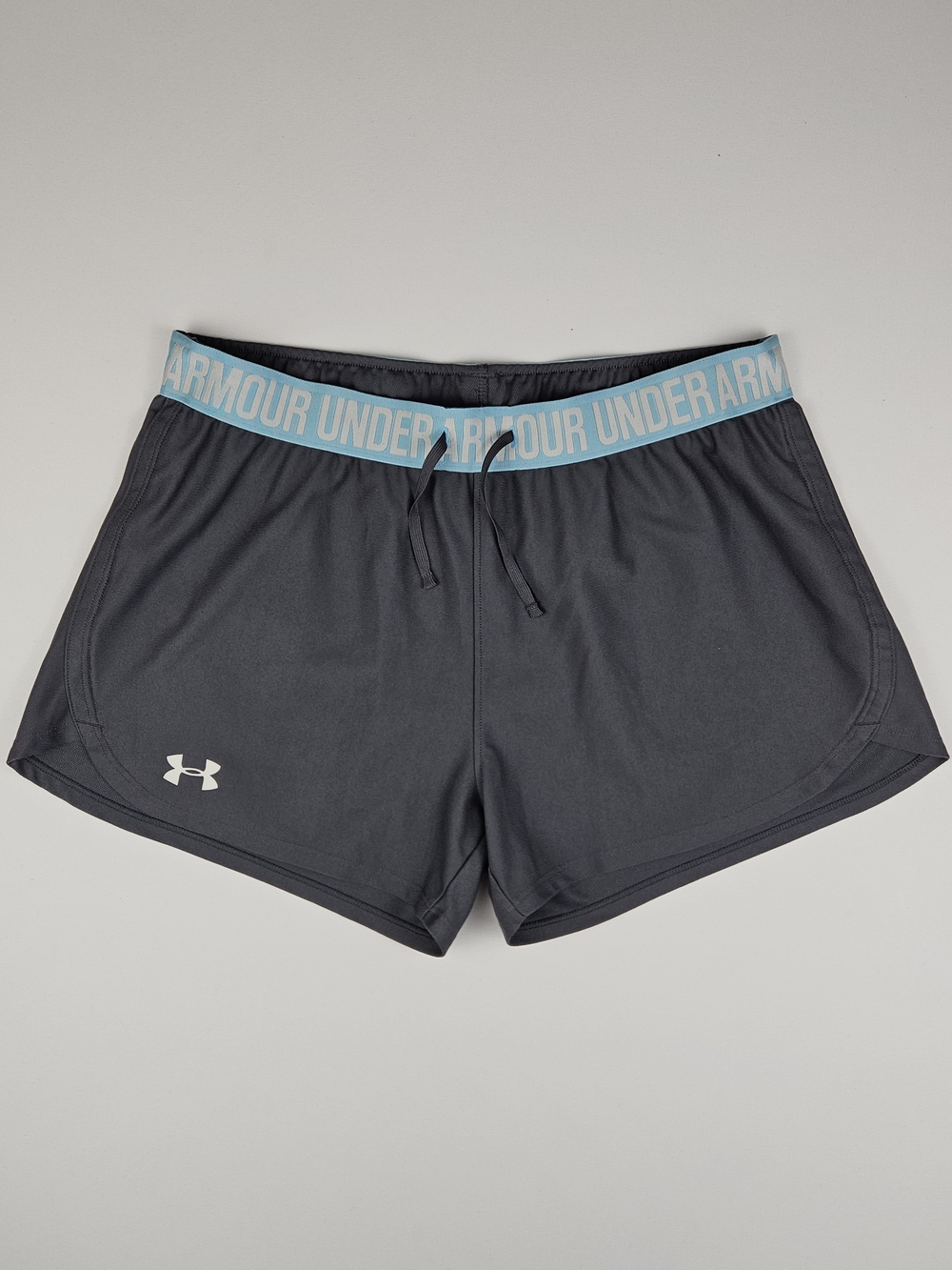 Under Armour Play Up 3.0 Shorts Women’s Medium Gray Blue Athletic Running Gym